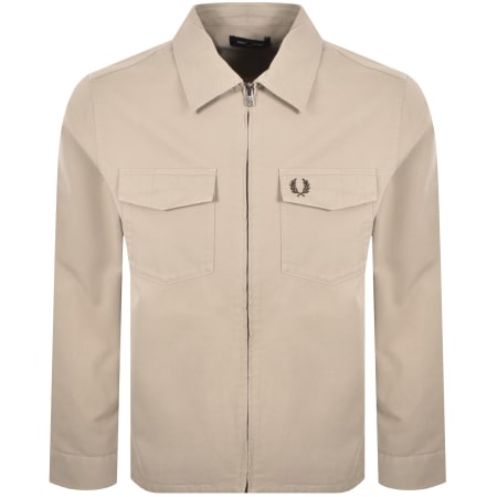 Fred Perry Twill Zip Through Overshirt Beige | Mainline Menswear ca